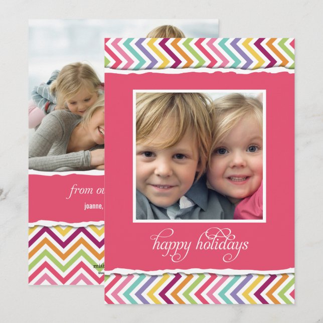 Merry & Bright Double Sided Holiday Photo Card (Front/Back)