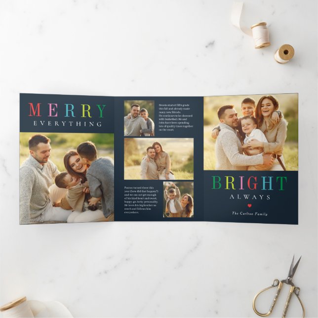 Merry Bright EDITABLE COLOR Trifold Holiday Card (Inside)