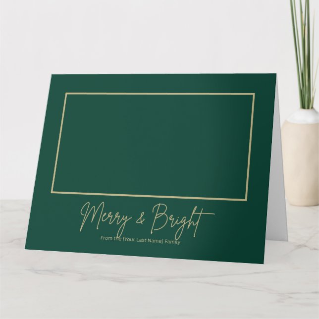 Merry & Bright Elegant Green GFolded Greeting Card (Front)