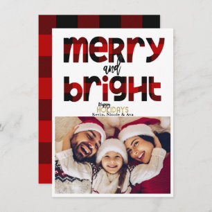 MERRY & Bright Family Christmas Holiday Photo Card