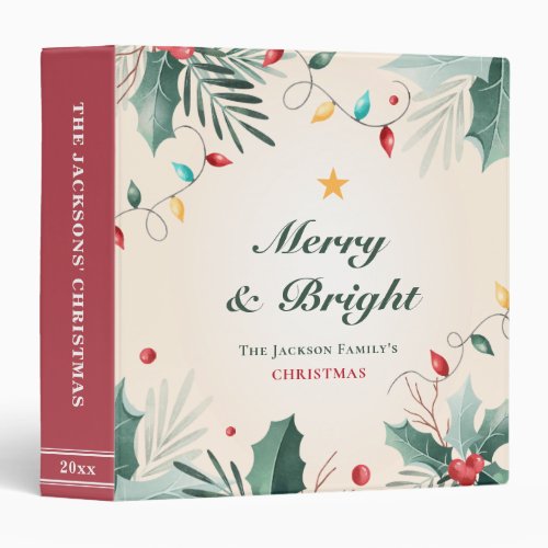 Merry  Bright Family Christmas Photo Memory Album 3 Ring Binder