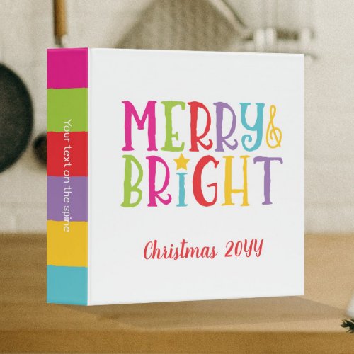 Merry & Bright Family Christmas Recipes Cookbook 3 Ring Binder