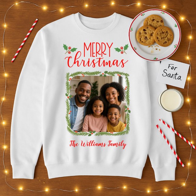 Merry & Bright Family Photo Christmas Sweatshirt (Creator Uploaded)