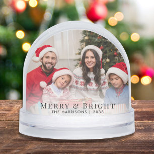 Merry Bright Family Photos Christmas Snow Globe