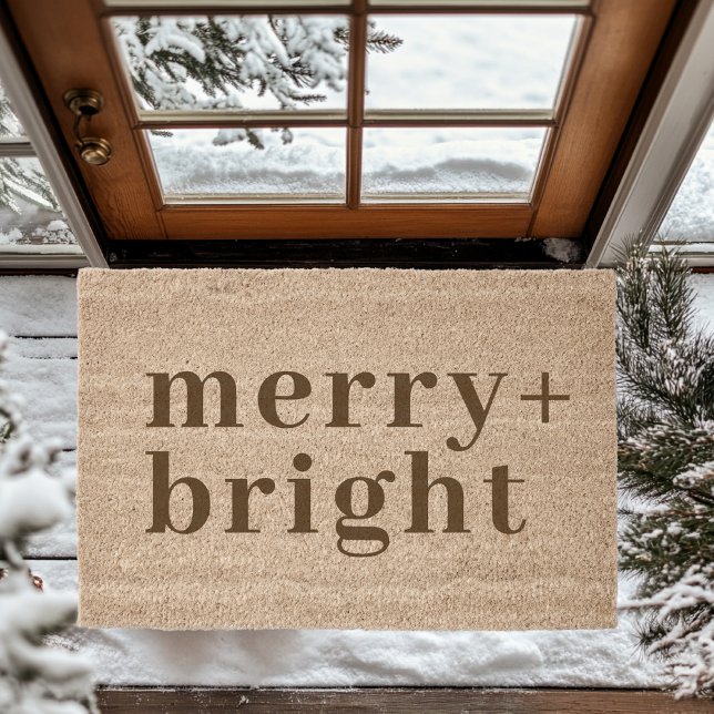 "Merry + Bright Festive Coir Fiber  Doormat (Creator Uploaded)