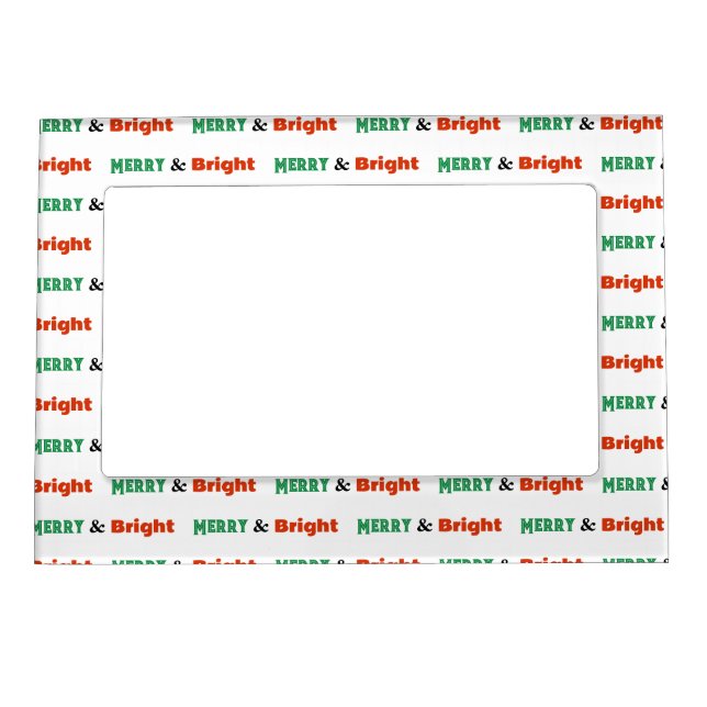 Merry & Bright Festive Words Red Green Christmas Magnetic Frame (Front)