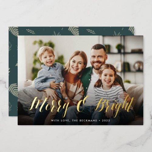 Merry  Bright Full Photo Foil Holiday Card