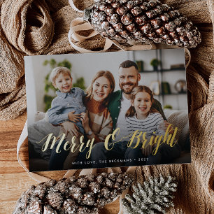 Merry & Bright Full Photo Foil Holiday Card