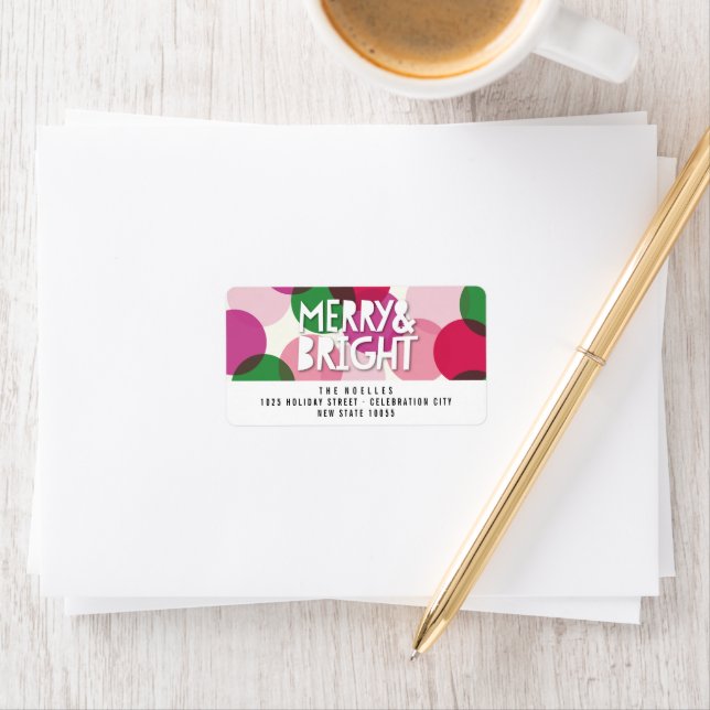 Merry & Bright Fun Colorful Confetti Dots Holiday Label (Insitu)