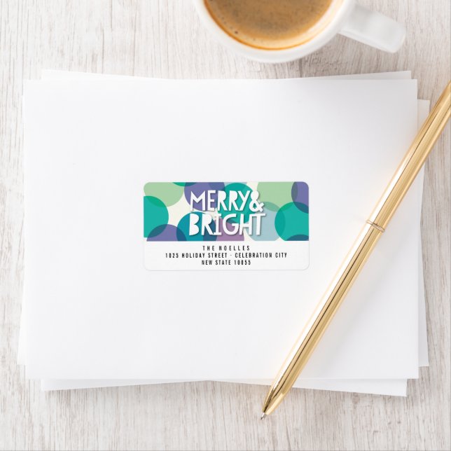 Merry & Bright Fun Colorful Confetti Dots Holiday Label (Insitu)