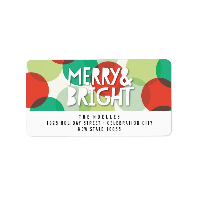 Merry & Bright Fun Colorful Confetti Dots Holiday Label (Front)