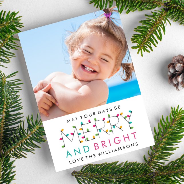 Merry & Bright Fun Modern Christmas Holiday Photo (Creator Uploaded)