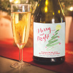 Merry & Bright Fun Watercolor Christmas Tree Sparkling Wine Label<br><div class="desc">These festive holiday sparkling wine bottle labels feature a cute artsy design with an abstract and artsy hand painted watercolor Christmas tree and a caption reading: Merry & Bright. There is space for a short greeting and the bottle contents below. Unique & fun, these labels are perfect for parties &...</div>
