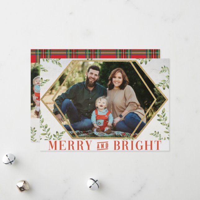 Merry & Bright Geometric Christmas Cards (Front/Back In Situ)