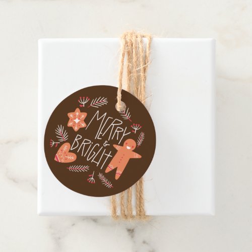 Merry  Bright Gingerbread Cookies Favor Tags