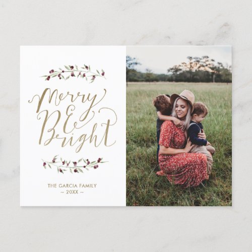 Merry  Bright Gold Family Photo Christmas Holiday
