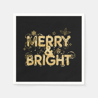 Merry & Bright – Golden Christmas Lights Napkins