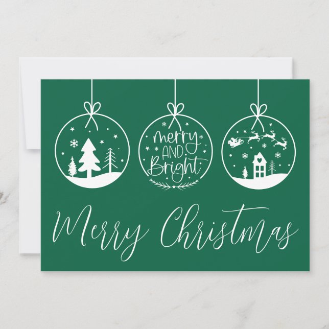 Merry Bright Green Christmas Holiday Card (Front)