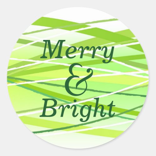 Merry  Bright Green Lines _ Circle Sticker