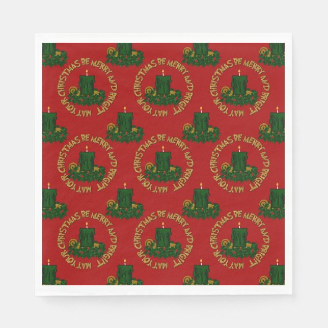 Merry-Bright-Green Xmas Candle- Napkins (Front)