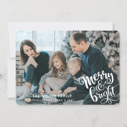 Merry  Bright Hand Lettering Script Holiday Card