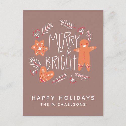 Merry  Bright  Happy Holidays Postcard