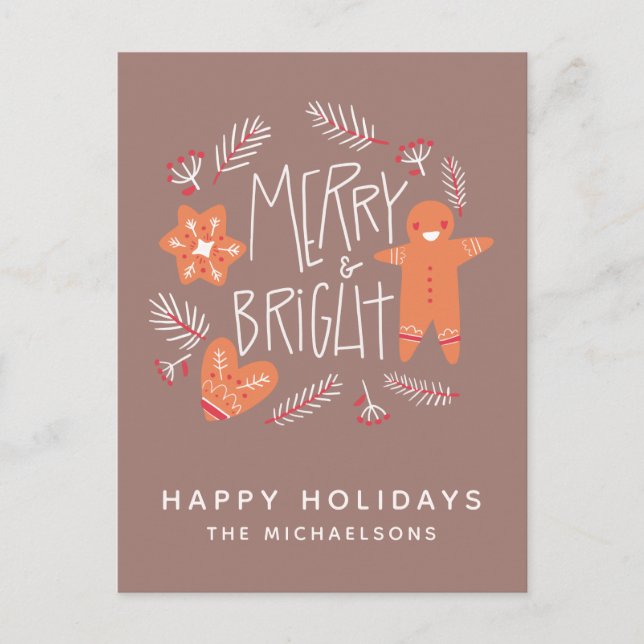 Merry & Bright | Happy Holidays Postcard (Front)
