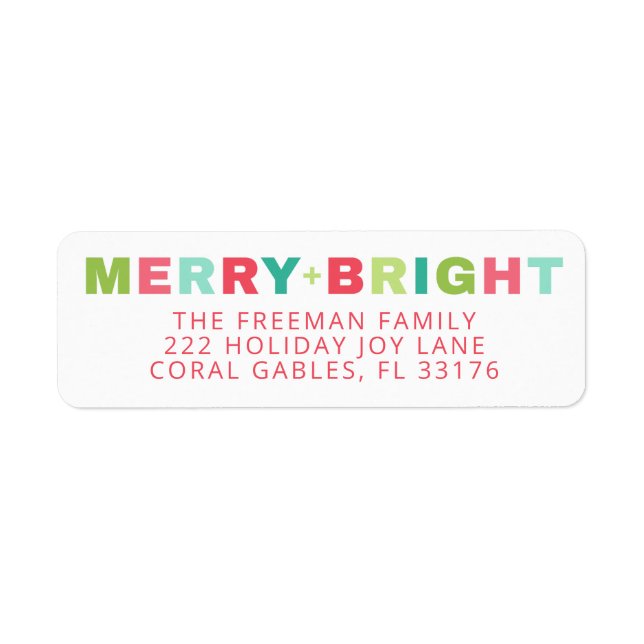 Merry + Bright Holiday Address Label (Front)