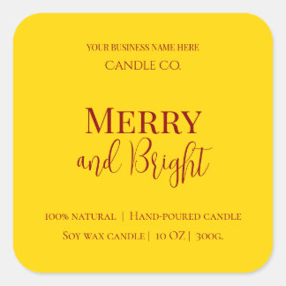 Merry & Bright Holiday | Editable Christmas Candle Square Sticker