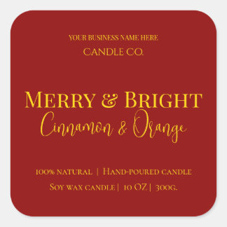 Merry & Bright Holiday | Editable Christmas Candle Square Sticker
