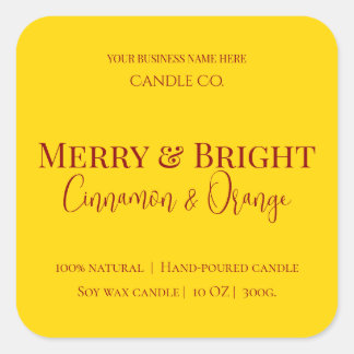 Merry & Bright Holiday | Editable Christmas Candle Square Sticker