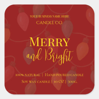 Merry & Bright Holiday | Editable Christmas Candle Square Sticker