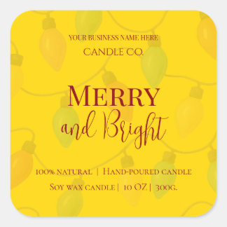 Merry & Bright Holiday | Editable Christmas Candle Square Sticker