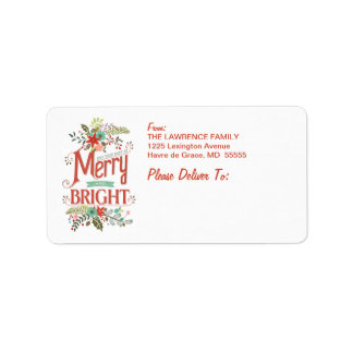 Merry & Bright Holiday Floral Address Labels