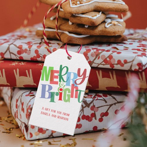 Merry  Bright Holiday Gift Tags
