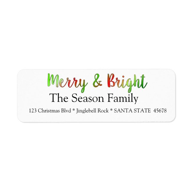 Merry & Bright holiday label (Front)