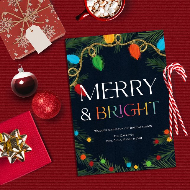 Merry & Bright Holiday Lights Christmas Card (Creator Uploaded)