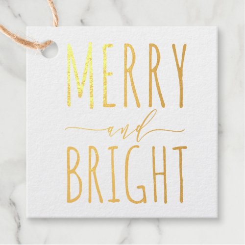 Merry Bright Holiday Modern Hand_Lettered Gold Foil Favor Tags