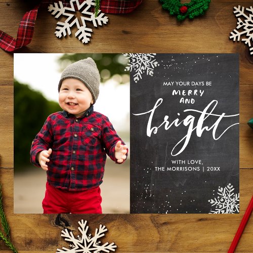 Merry Bright Holiday Photo Chalkboard Snowflake