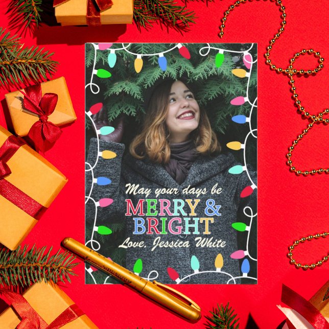 Merry & Bright Holiday Photo Christmas Card (Creator Uploaded)