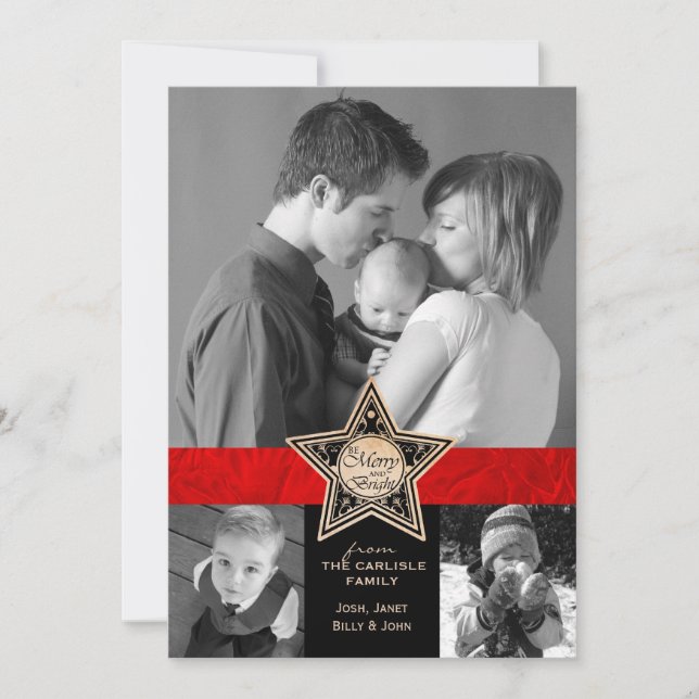 Merry & Bright Holiday Photo Christmas Cards (Front)