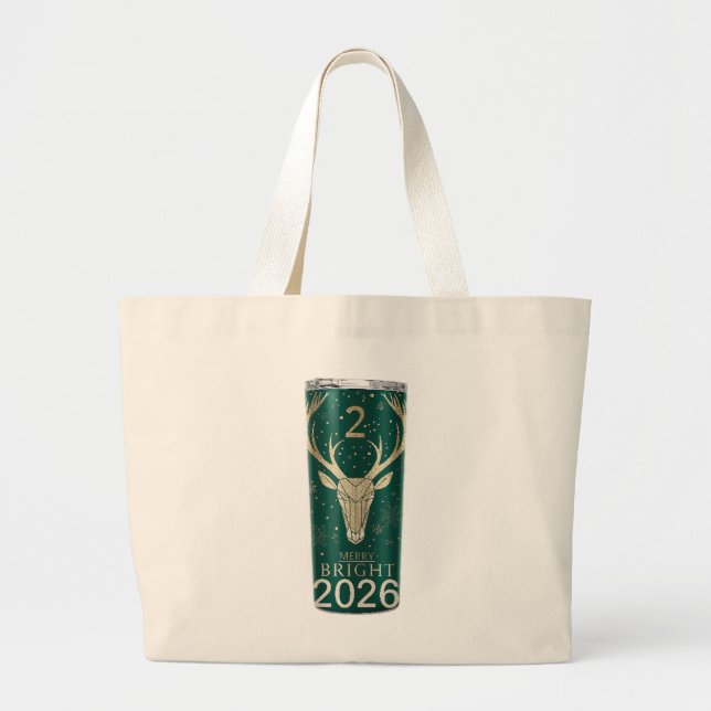 Merry Bright Holiday Tumbler – 2026 Edition Large Tote Bag (Front)