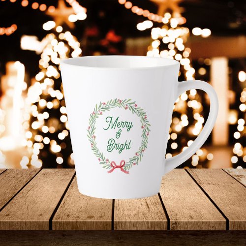 Merry &amp; Bright Holiday Wreath Latte Mug