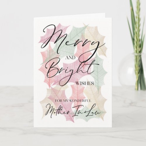 Merry  Bright Holly Christmas for Mother In Law Card