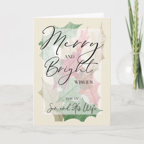 Merry  Bright Holly Christmas for Son  Wife Card