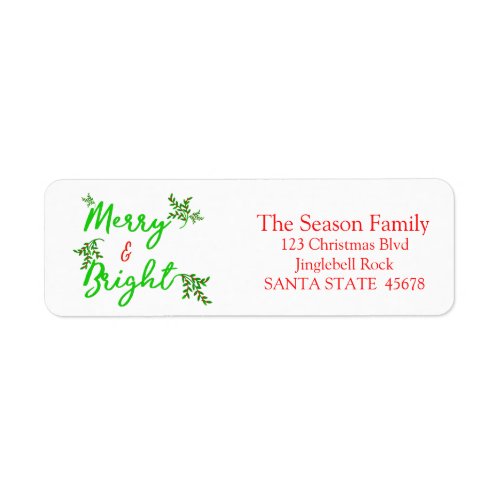 Merry  Bright holly holiday label