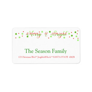 Merry & Bright holly holiday label
