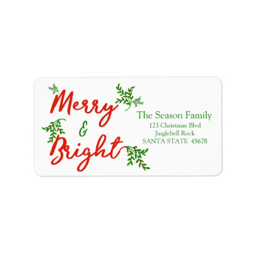 Merry  Bright holly holiday label