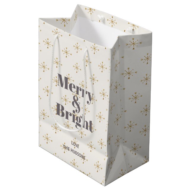 Merry & Bright Ivory Medium Gift Bag (Front Angled)
