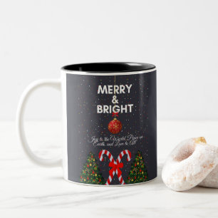 "Merry & Bright Joyful Christmas Card" Two-Tone Coffee Mug